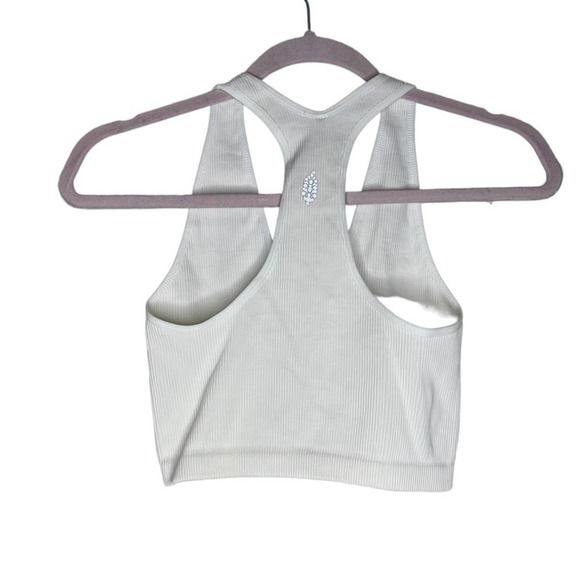 NWT Free People Movement White Vneck Ribbed Cropped Tank - Picture 2 of 4